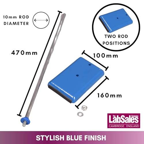 Support de corniche Labsales 470 mm avec base rectangulaire pour flacons et béchers de chimie