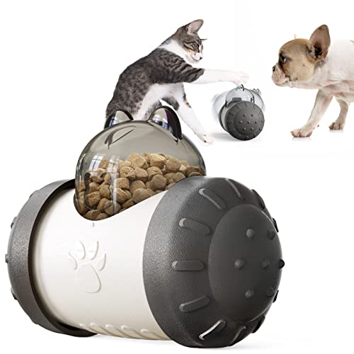 Juguete interactivo para gatos, diseño de oso, dispensador de aperitivos para perros, 2 en 1, columpio interactivo, para una alimentación lenta, juguete educativo para mascotas, color negro Cover