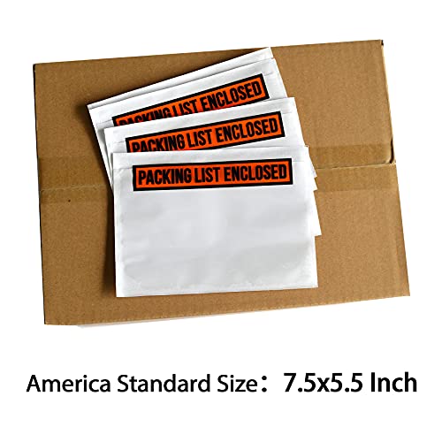 1000 Pcs 7.5"X 5.5" Clear Self-Adhesive Packing List Envelopes - Plastic Shipping/Mailing Pouch Enclosed Bags For Packing Slips Invoice #TOP1