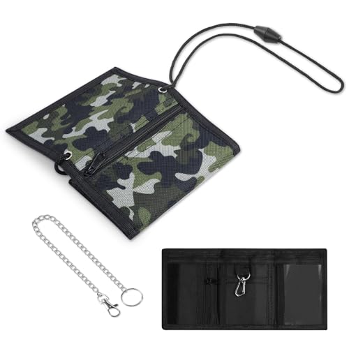 Aucuu Motiv Brustbeutel, Kinder Geldbeutel, Kinder Geldbörse mit Kette Clip, Kinder Portemonnaie mit Sichtfenster zum Umhängen, Trifold Brieftasche Kleine für Jungen Mädchen Portmonee