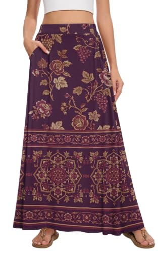 Image of Womens Maxi Skirt Long Flowy Summer A-Line High Waist Skirts