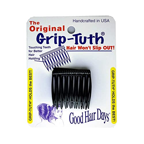 Good Hair Days Grip-Tuth Combs - Set Of 2 Hair Side Combs - Hair Combs For All Types Of Hair - Decorative & Hair Styling Women Accessories  (Black, 1 ½ ″ Wide) #TOP5