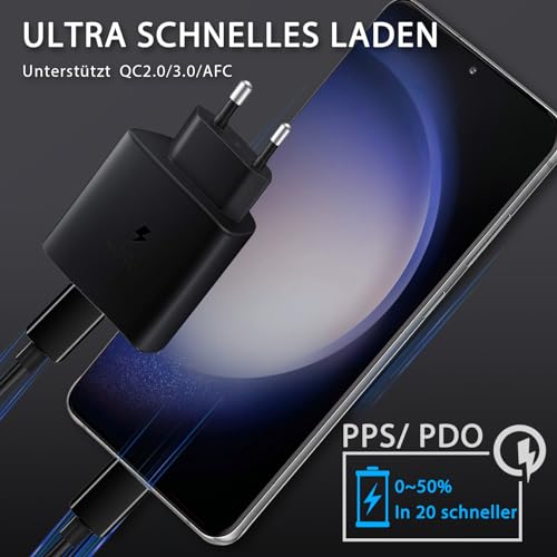 2 Pack USB C Ladegerät, 45W Schnellladegerät & 1.5M Ladekabel USB C PPS-Schnellladen Netzteil für Samsung Galaxy S24 Ultra/S24/S23+/S23/S22/Note20, Fast Charger Stecker Adapter für iPhone 17/16/15 – Bild 3