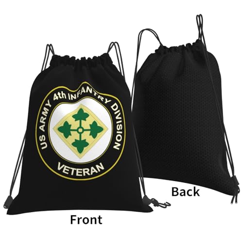 Rqwaaed US 4th Infantry Division Veteran Versatile Drawstring Gym Bag Perfect Workouts Daily Essentials3