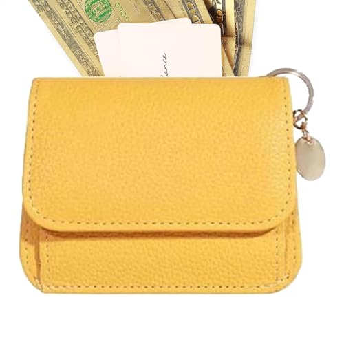 Portamonete fatto a mano - piegato Piccolo portafoglio a mano Portafoglio alla moda in PU portatile da portamonete da Refer to donna elegante giallo