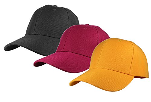 Image of Gelante Plain Baseball Cap Adjustable Back Strap 3 PC