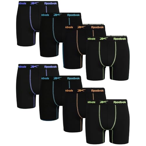 Reebok Mens Underwear Boxer Briefs - 8 Pack Stretch Performance Moisture Wicking Boxers for Men with...