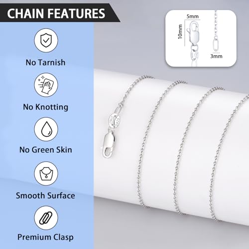 Jewlpire Italian 1mm 1.2mm Cable Chain 925 Sterling Silver Chain Necklace for Women, 14K Plated Gold Chain for Women Thin & Dainty & Sturdy Women's Chain Necklaces, 14 16 18 20 22 24 Inch4