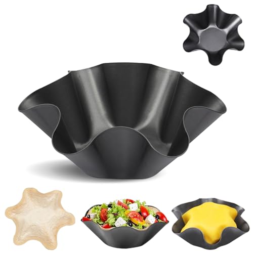 GJV Nonstick Large Taco Shell Bowl – Carbon Steel Tortilla Maker Shell Pans Baking Molds Tostada for Frying Salad Bowls for Home Cooking & Entertaining (6.5in/16.5cm)