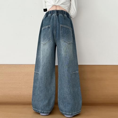 Girls Jeans Baggy Star Heart Wide Leg Denim Pants Cute Elastic Waist Vintage Trousers Trendy Breathable Y2k Streetwear4