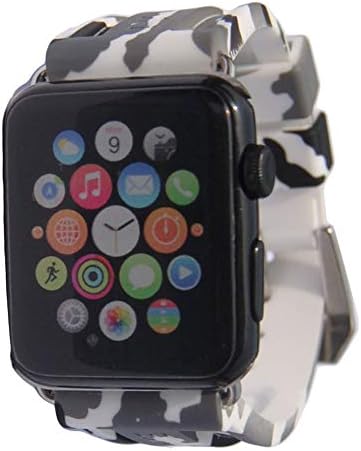Silicone Watch Band Camo Compatible with Apple Watch Band 42mm 44mm, Soft Rubber Watchband with Quick Release Clasp Compatible for Apple iWatch Series 6/SE 5 4 3 2 1