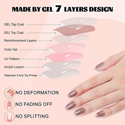 Short Press On Nails Brown Square, Glossy Acrylic Solid Fake Nails Natural, 24Pcs False Nails With Designs, Glue On Nails Art Kit For Women #TOP3