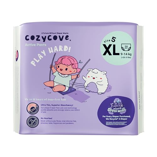 Image of Cozycove Size 5 XL (20-31 lbs) Pull Up Training Pants | Totally Chlorine Free, Fragrance Free, Wetness Indicator | Play Hard Slim Active Pants | 20 Count (1 Bag of 20)