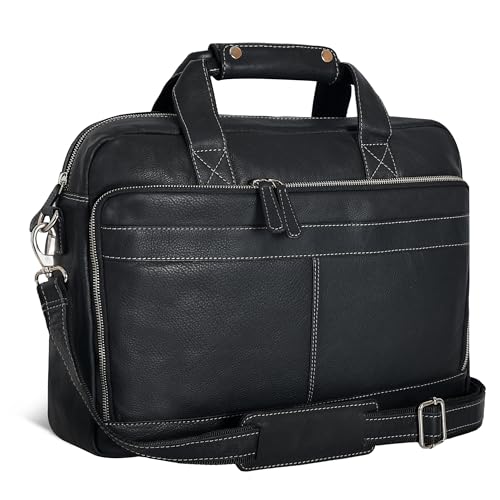 Image of Oak Leathers Leather Messenger Bag for Men and Women - Laptop Briefcase Bag For College, Office, Adjustable Shoulder Strap