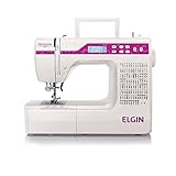 Máquina de Costura Premium Elgin JX-10000 Painel de Controle com visor LCD Branco e Rosa Bivolt