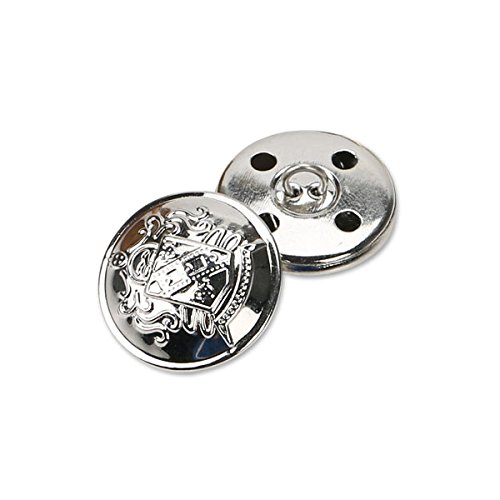 Retro Metalen Schacht Knoppen Pak Coat Knopen Decoratieve Bevestiging Naaien Accessoires Pack van 12, Zilver-28mm