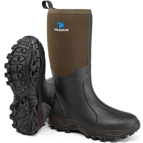 Best Alternative to Muck Boots: Top Picks for Durability & Comfort 10 Trudave Rubber Boots for Men & Women with Steel Shank, Reliable 6mm Neoprene Waterproof Insulated Rain Boots, Warm Anti-slip High Traction Multi-season Dry Mud Boot for Outdoor Work Hunting, Size 9