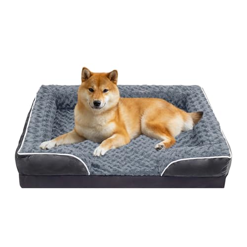 Oskuglin Grande Cuccia per Cani, Cuccia in Memory Foam con Fodera Lavabile e Rimovibile, Cuscino con Struttura a Nido, Cuscino Antiscivolo per Cani e Fodera Impermeabile (L91*69cm)