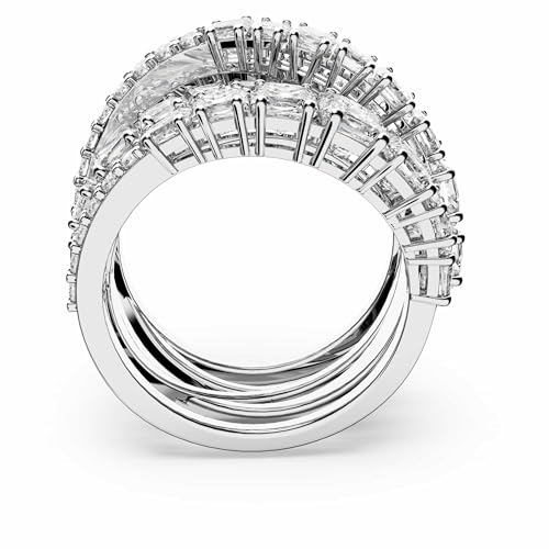 Miniatura 4 de Swarovski Hyperbola anillo, tallas mixtas, blanco, chapado en rodio