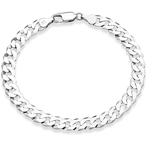 Miabella 925 Silver Diamond-Cut Curb Bracelet thumbnail