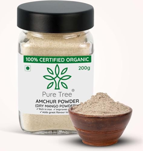 Image of Pure Tree Certified Organic Amchur Powder | 200 g | Glass Jar | Dry Mango Powder | Amchoor Powder For Chutney, Pickle, and Fruit Salad