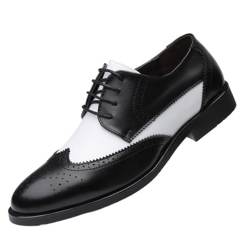 Formal Dress Shoes for Men Lace Up Mens Dress Shoes Elegant Black White Leather Shoes Men Oxfords Fashion British Design Mens Wedding Dress Formal Party Shoes