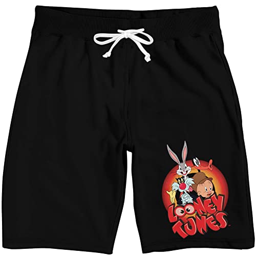 Looney Tunes Classic Characters Men's Black Drawstring Sleep Pajama Shorts