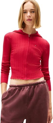 Pull avec capuche Tommy Jeans femme zippé coupe droite essential