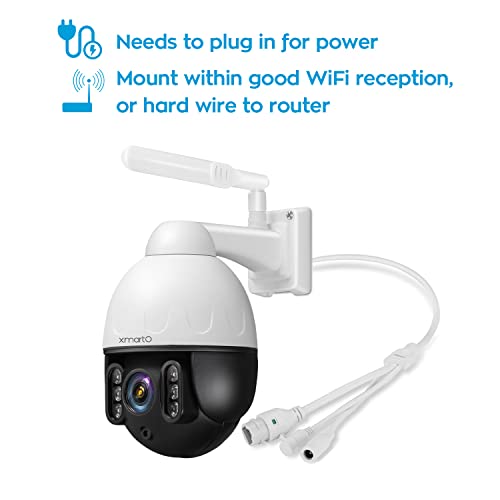 Xmarto 5Mp 5X Zoom 24/7 Auto-Track Wireless Security Camera Plug-In, 2-Way Audio, Auto Flood Lights Color Night Vision, Auto Siren, Ip66 Outdoor, Sd Card And Cloud Storage (Metal Dome Dz5035) #TOP1