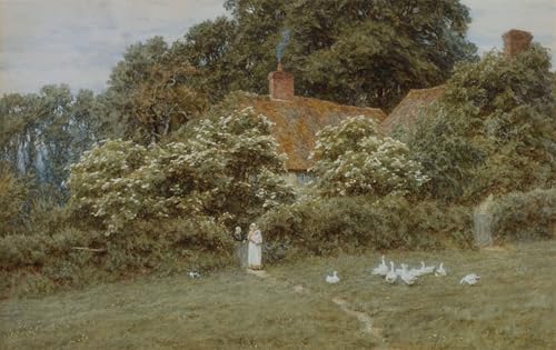 Impression d'affiches d'art Helen Allingham affiche toile haut de gamme cottage à Farring 60x90