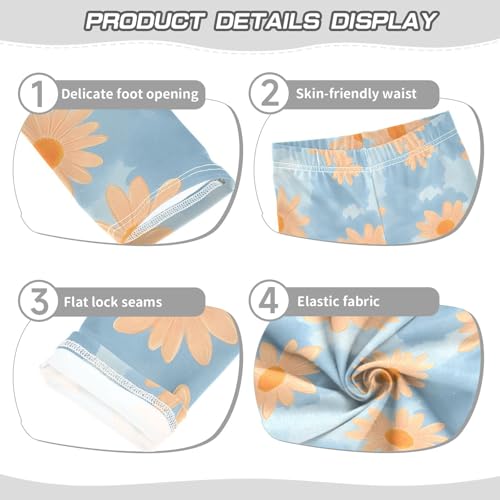 ALAZA Girls' Leggings Children's Yoga Pants Skinny Printed Dance Orange Daisy Comfortable 4T2