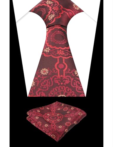Image of Alizeal Mens Vintage Solid Plaid Tie with Pocket Square 3.15inches Necktie Set