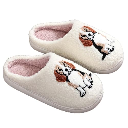 Zapatillas de invierno para mujer, antideslizantes, para hombre, cálidas, de fieltro, cómodas, de fieltro, unisex, para invitados, de peluche, cerradas, Blanco, 44 EU