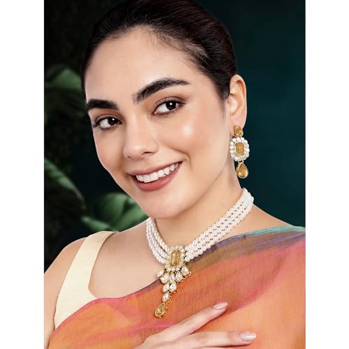 Image of Peora Crystal Faux Pearl Jewellery Gift Set for Women
