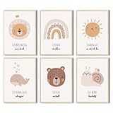 MeinBaby123® Affirmationsbilder | 6er Poster Set DIN A4 | Bilder Kinderzimmer | Deko Bilder | Babyzimmer | Wandposter Premium (Affirmations Poster V2)