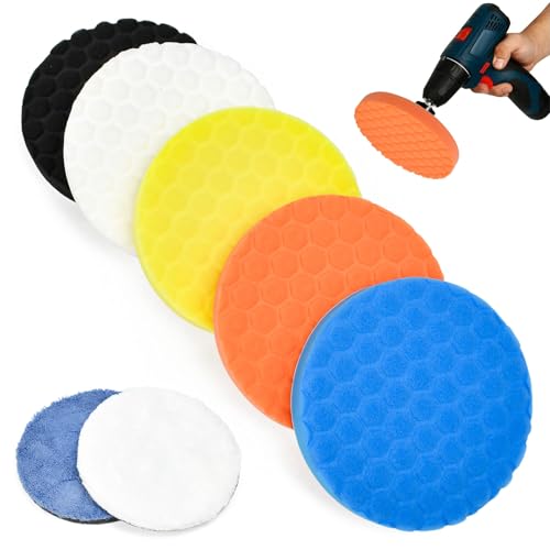 WEFHEF Kit Tamponi Lucidatura Auto 150 mm x 26/15/10 mm, Kit per Lucidatura Auto, Set per Levigatura e Lucidatura Vernici, Spugna Lucidante per Trapano Fai da te