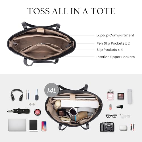 Image of befen Vintage Genuine Leather Work Tote Bag for Women, Tote Bag with Zipper