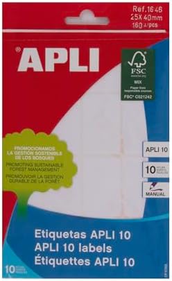 APLI 1646 - White labels 25x40mm on 10-sheet envelope