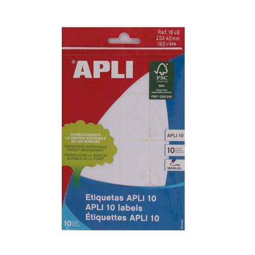 APLI 1646 - Etiquetas blancas 25x40 mm en sobre de 10 hojas 🔥