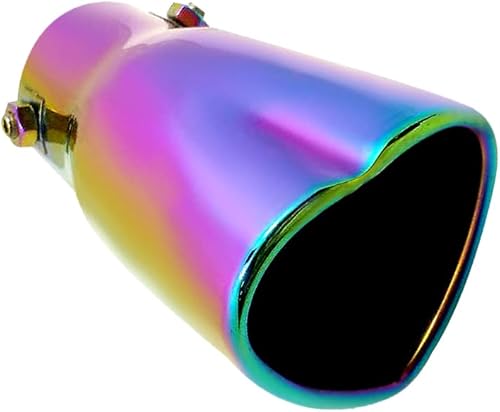 Miniatura 10 de idain Puntas de escape de entrada de 2.5 pulgadas, punta de escape en forma de corazón cromada de acero inoxidable, silenciador universal para tubo