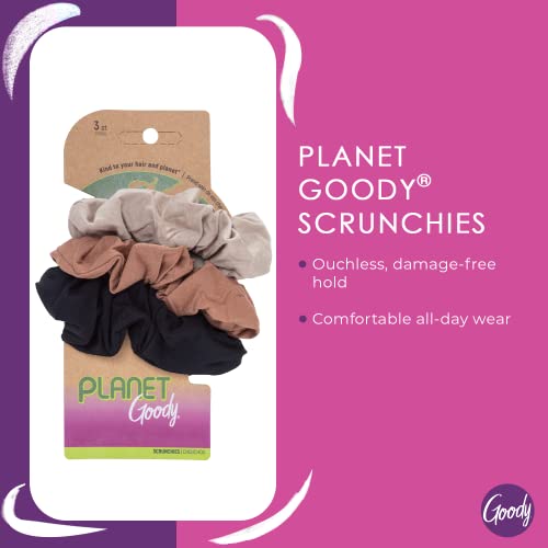 Planet Goody Ouchless Womens Hair Scrunchie - 3 Count, Assorted Neutral Colors - Suitable For All Hair Types - Pain-Free Hair Accessories For Women Perfect For Long Lasting Braids & Ponytails #TOP1