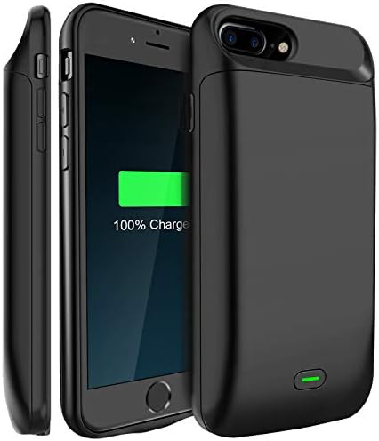 LoHi Battery Case, for iPhone 8 Plus / 7 Plus / 6s Plus / 6 Plus Portable & Protective 7200mAh Capacity Extended Smart Battery Charging Case, Support Headphones, 5.5'' Black