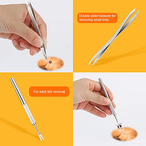 BWOGUE Premium Tick Remover Kit for Dogs Cats Stainless Steel Tick Remover + Comb - Removes Ticks and Fleas Easily - Image 6