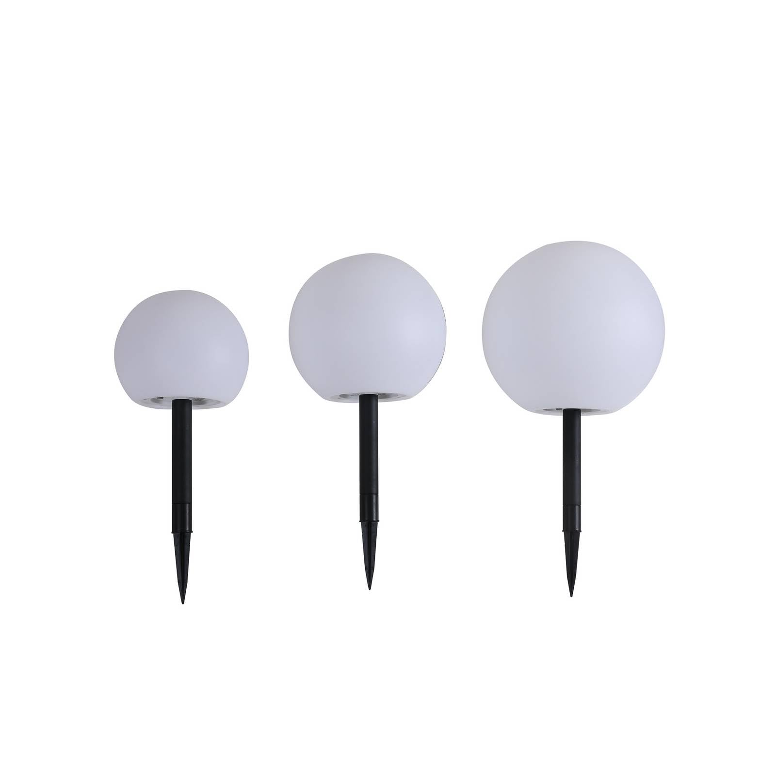 Lindby Moderne Lot de 3 lampes d'extérieur avec piquet de terre avec LED sur solaire - Lago Plastique Blanc Globe/Jardin/Luminaire/Lumiere/Éclairage