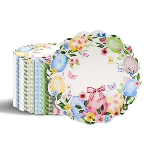 Set de table jetable papier 34 cm avec lapins et œufs colorés - 2