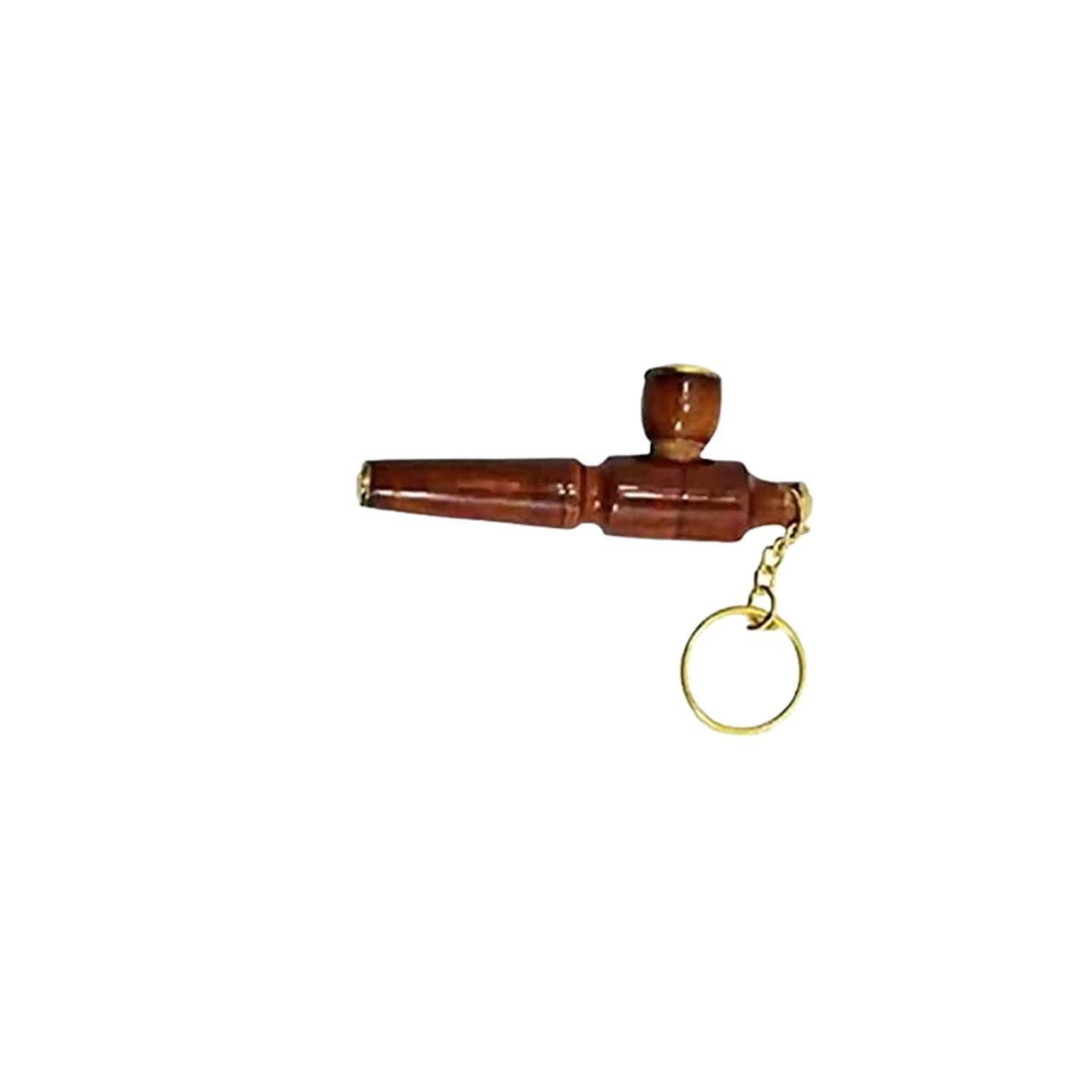 Goranshi Creation Wood Smoking Pipe with Key Chain (Standard, Brown)|Best Gift for Home Dcor, living room, office, study, club ||Secure your car, bike, scooter, locker, wardrobe, home and office keys