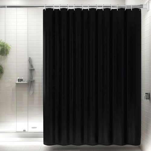 150x200 cm Duschvorhang Anti-Schimmel, Schwarz PEVA Badevorhang Mit 10 Duschvorhangringe, Wasserdicht Schnelltrocknend Duschvorhänge, Waschbar PEVA Shower Curtains, Anti-Bakteriell Duschvorhänge