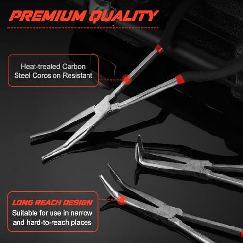 Image of 3 Pcs 11 Inch Needle Nose Pliers Set 25 45 90 Bent Nose Pliers for Commodity Production, Hardware Bending and Electronic Assembly