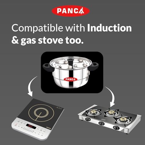 Image of PANCA 15 Litre Stainless Steel Idli Maker | 5 Plate 12 Cavity Idli Cooker | Heavy Duty Idli Steamer, Dhokla Maker, Mini Idli & Multi-Purpose Cooking Pot for Home Kitchen (Silver)