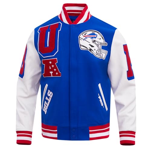 Pro Standard Mens NFL Buffalo Bills Mash Up Varsity Jacket Royal Blue/Red S